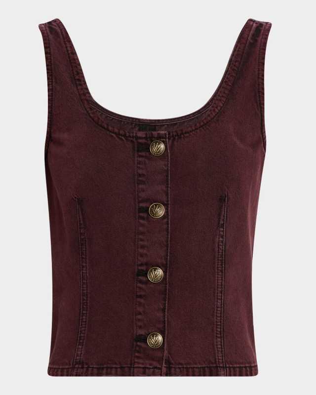 Poppy Button-Front Denim Top